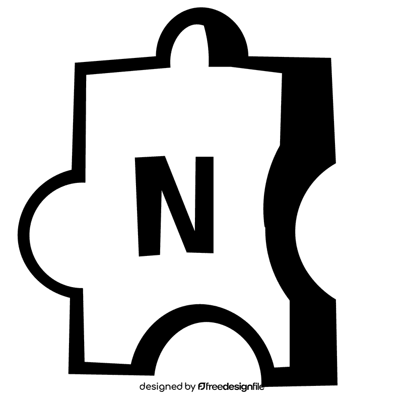 Alphabet n letter black and white clipart