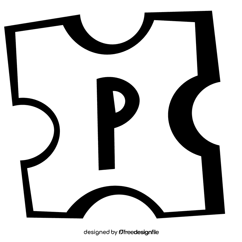 Alphabet p letter black and white clipart