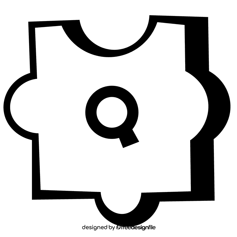 Alphabet q letter black and white clipart