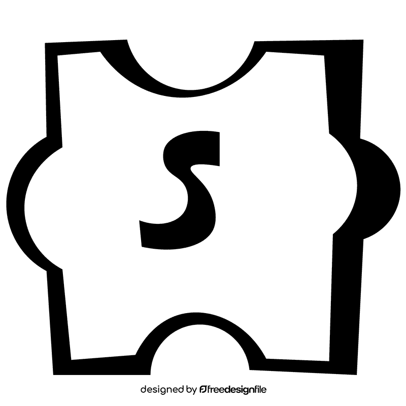 Alphabet s letter black and white clipart