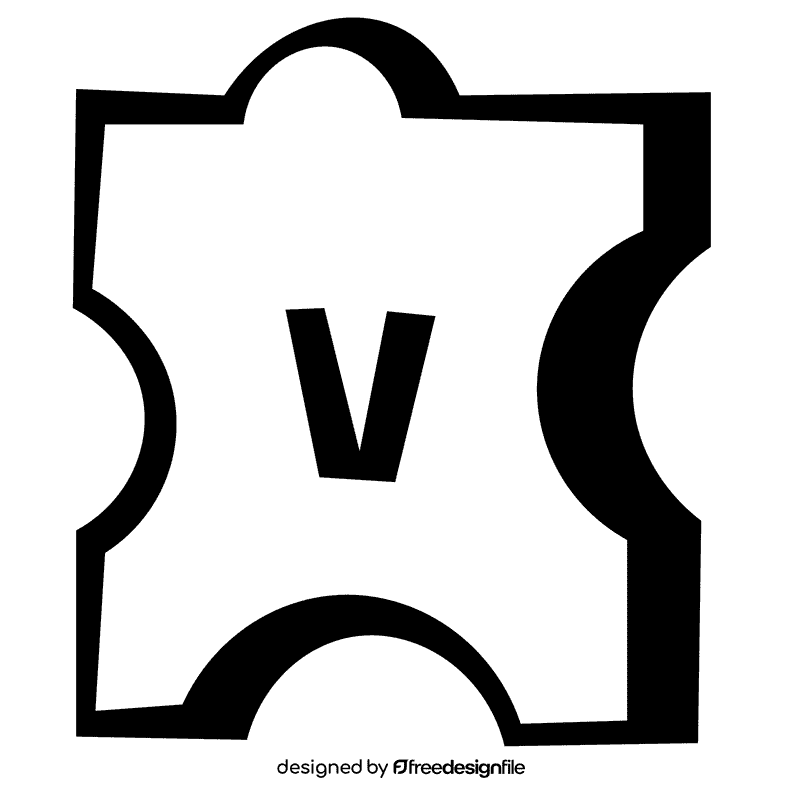 Alphabet v letter black and white clipart