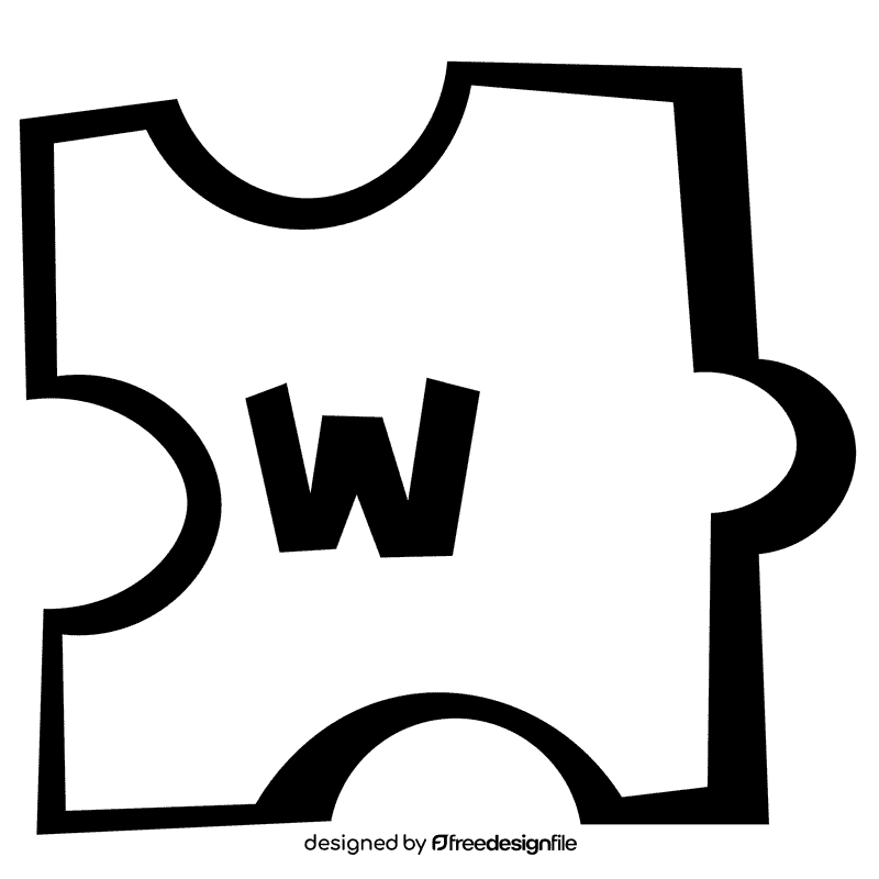 Alphabet w letter black and white clipart