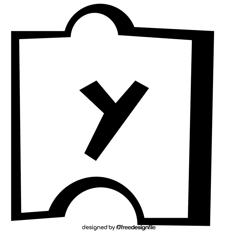 Alphabet y letter black and white clipart
