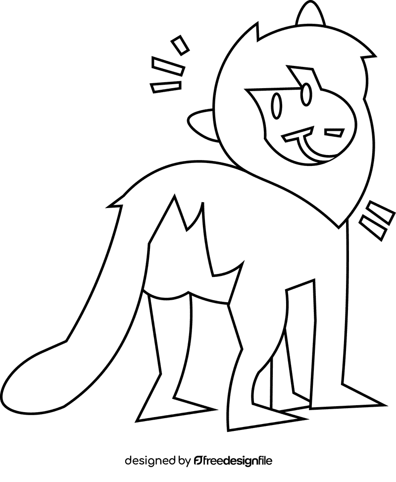 Baboon booty black and white clipart
