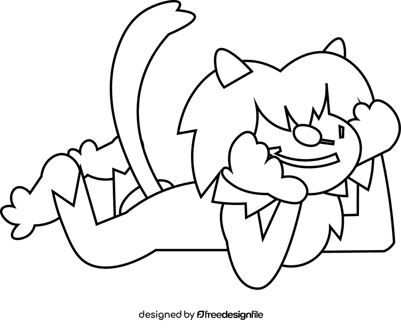 Baboon lying black and white clipart