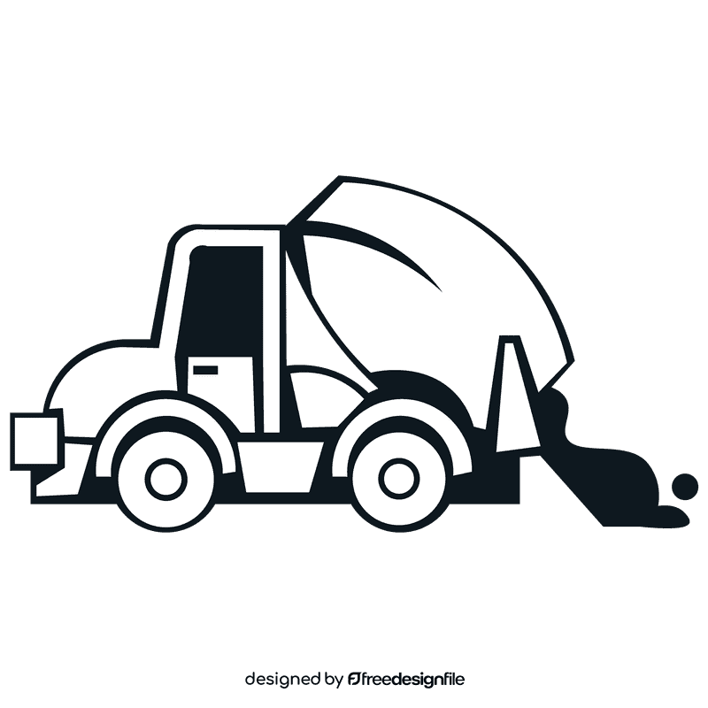 Cement truck cement black and white clipart