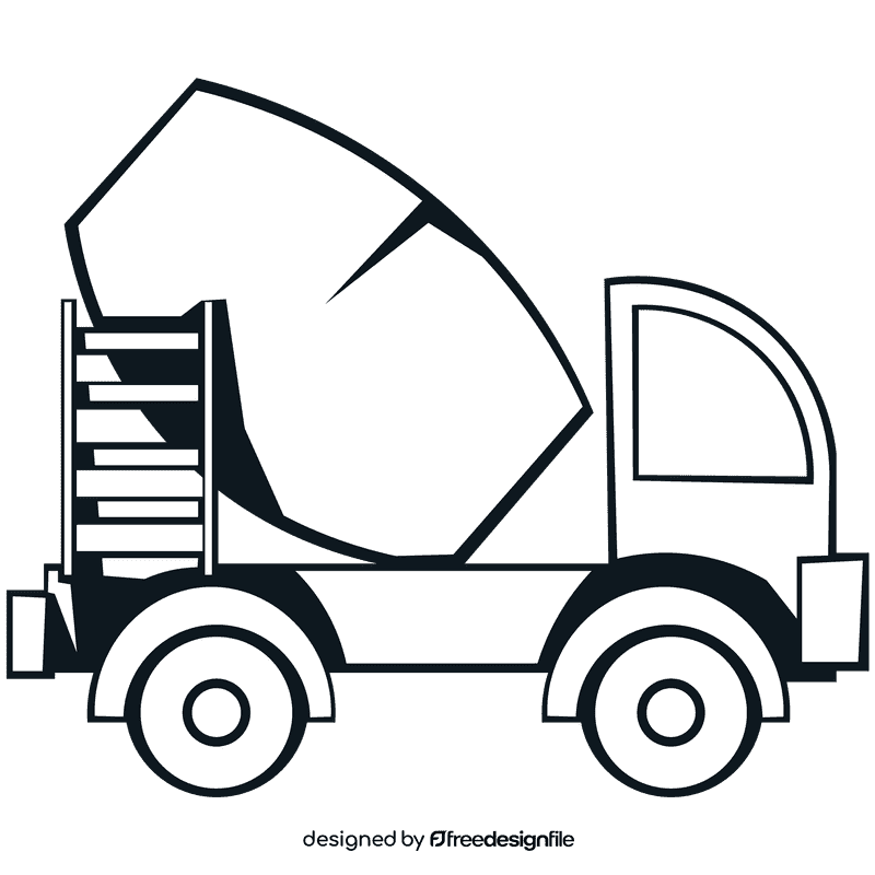 Cement truck ladder black and white clipart