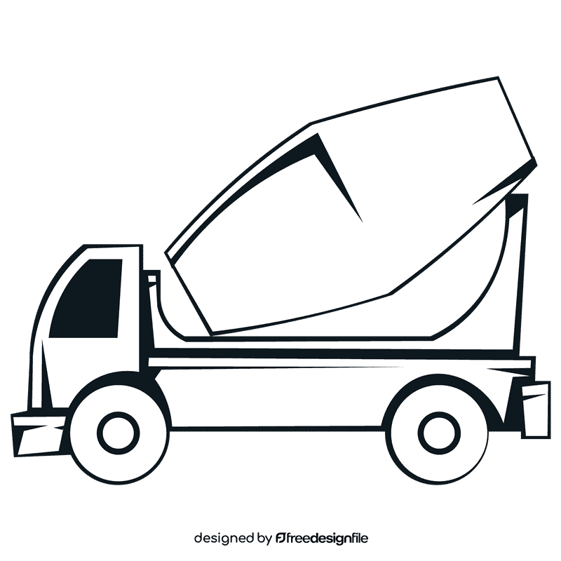 Cement truck orange black and white clipart
