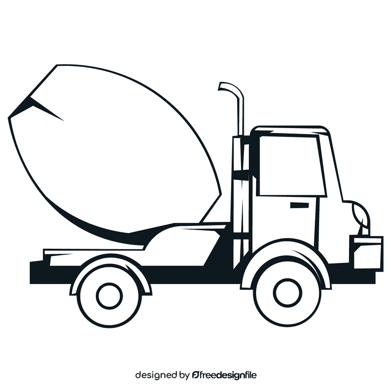 Cement truck yellow black and white clipart