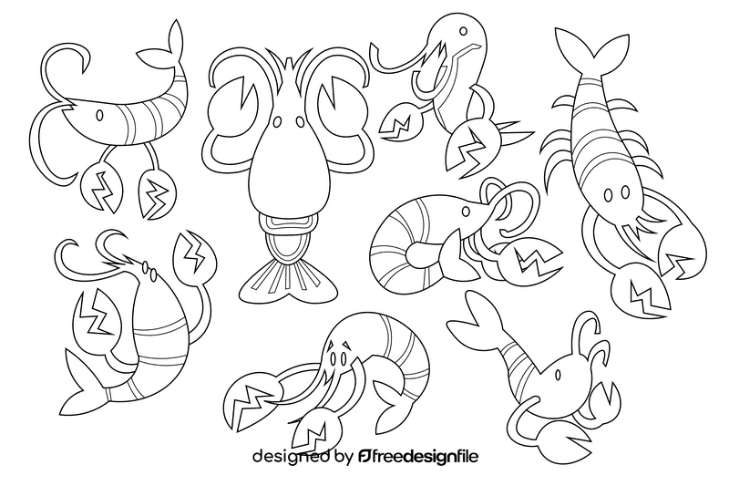 Crawfish black and white vector