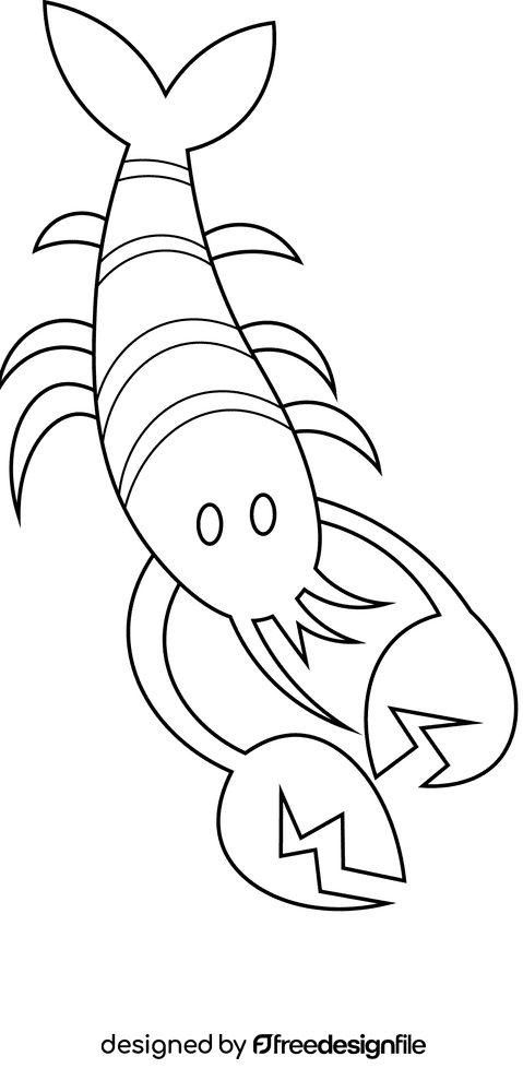 Crawfish big black and white clipart