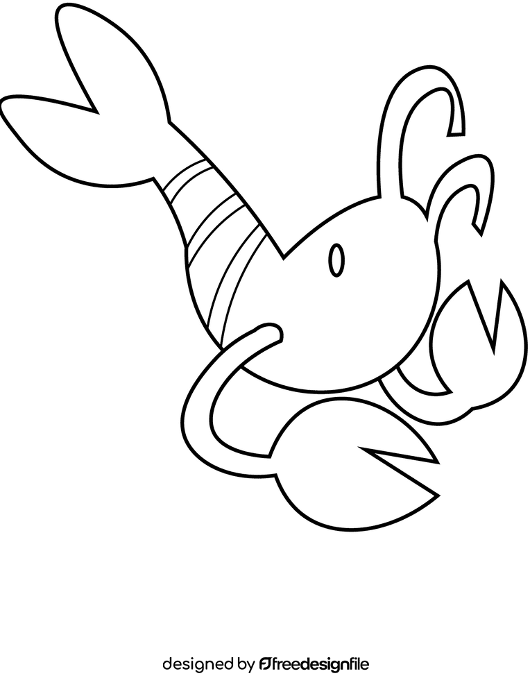 Crawfish black and white clipart