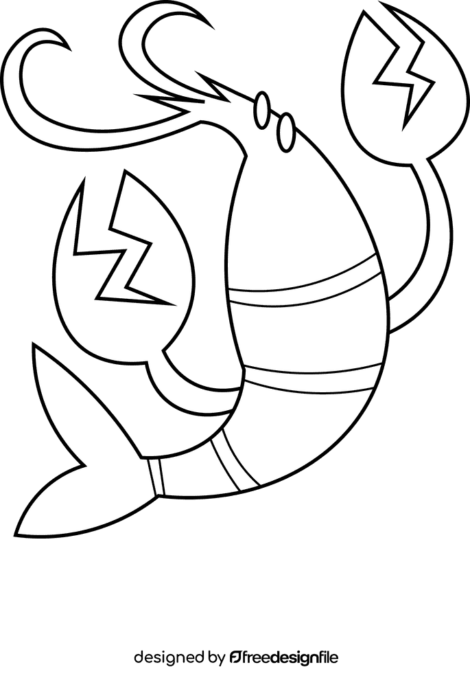Crawfish funny black and white clipart
