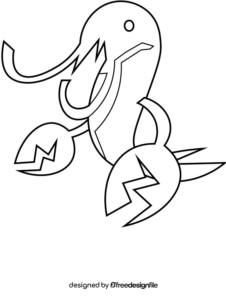 Crawfish funny black and white clipart