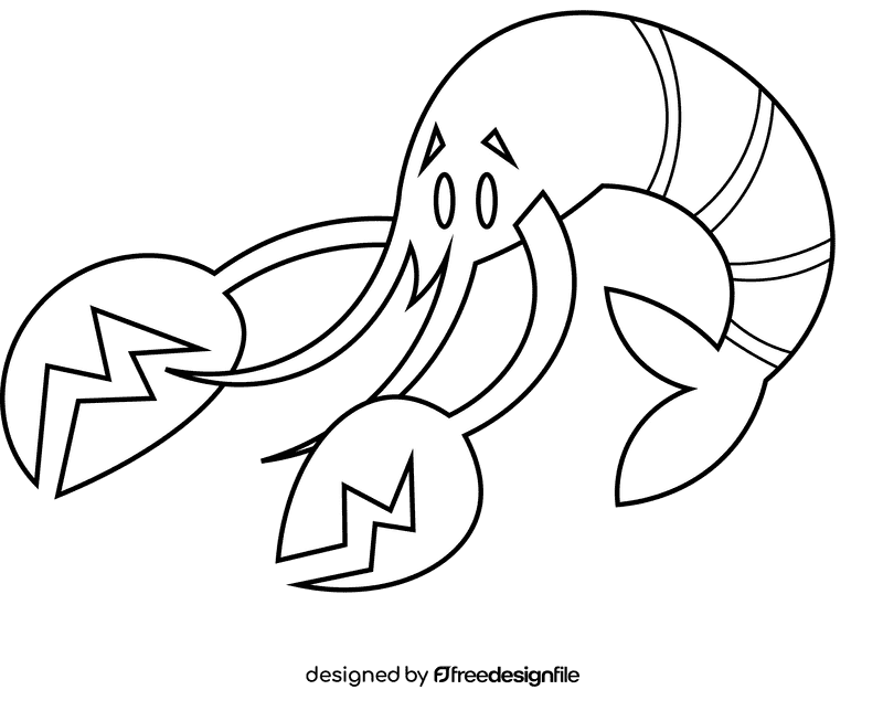Crawfish scared black and white clipart