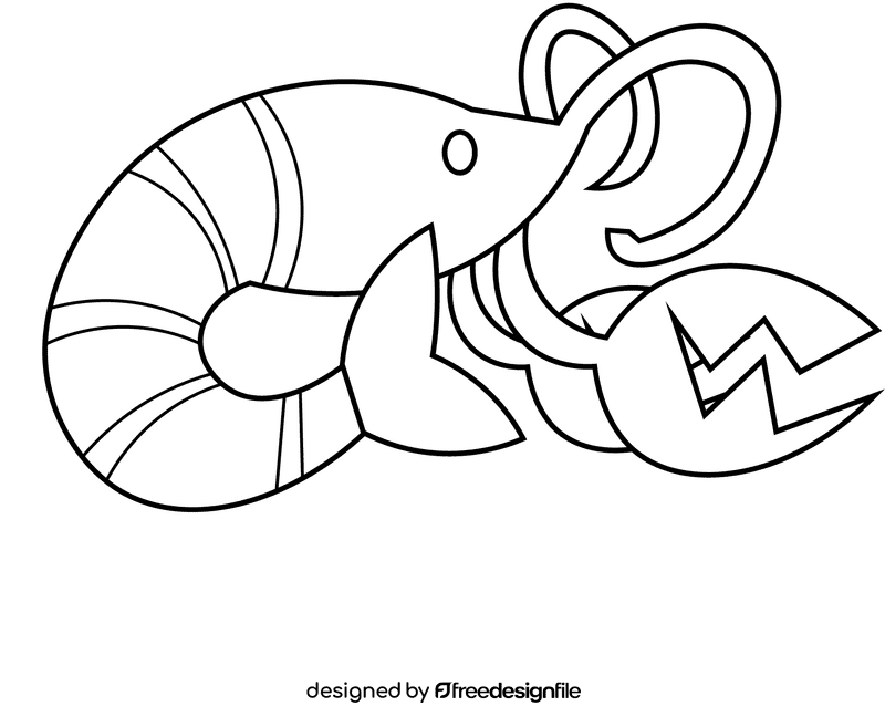 Crawfish small black and white clipart