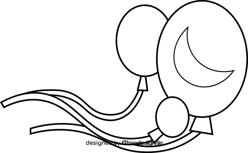 Eid mubarak balloons black and white clipart