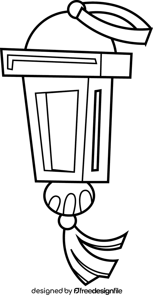 Eid mubarak lantern black and white clipart