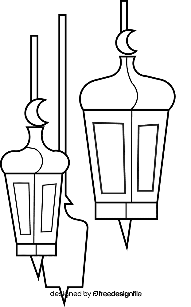 Eid mubarak lights black and white clipart