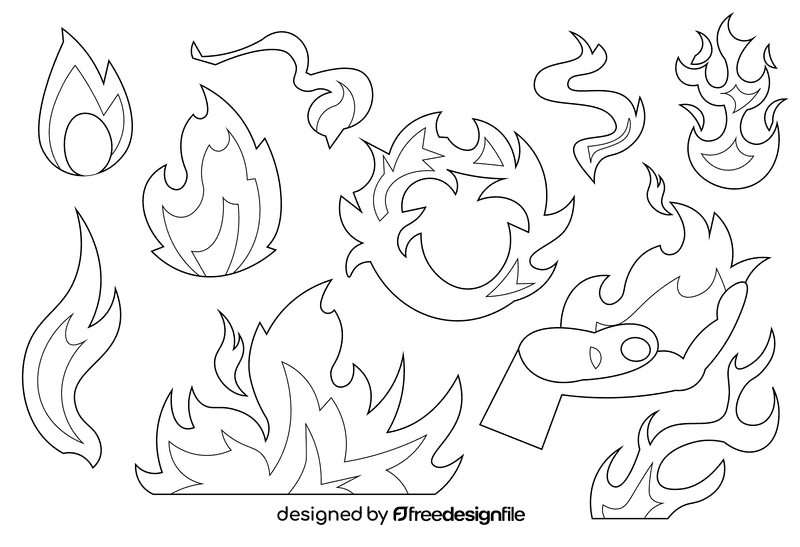 Flame black and white vector