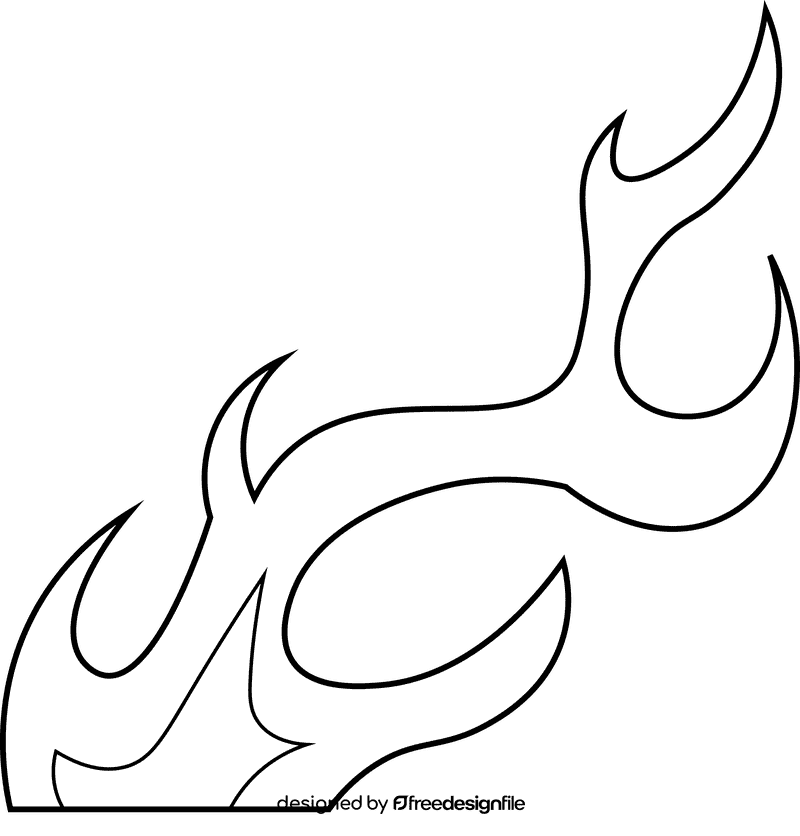 Flame angled black and white clipart