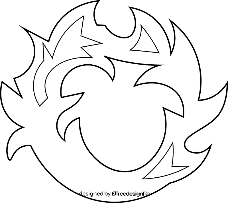 Flame circle black and white clipart