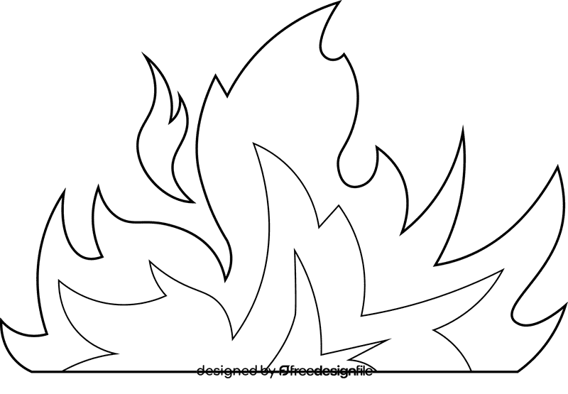 Flame huge black and white clipart