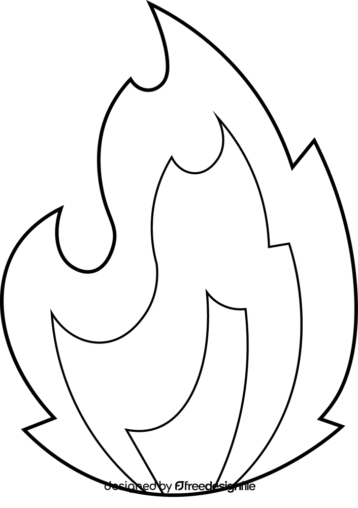 Flame medium black and white clipart