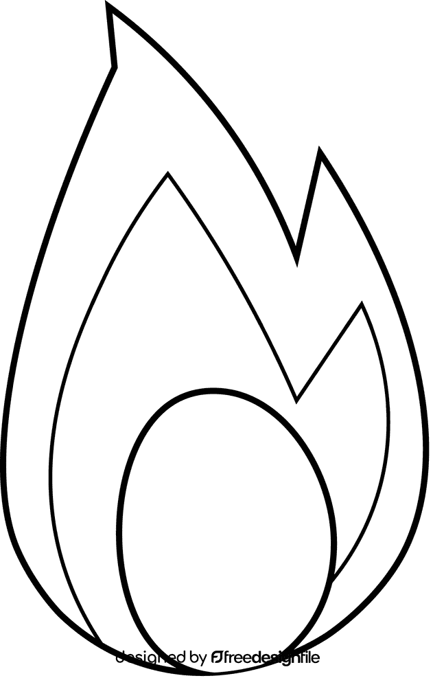 Flame small black and white clipart