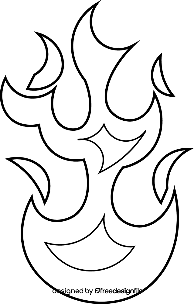 Flame symmetrical black and white clipart