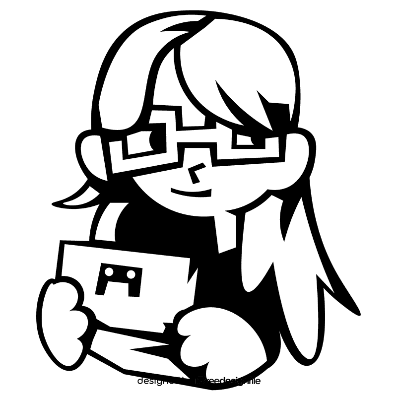 Gamer portable black and white clipart