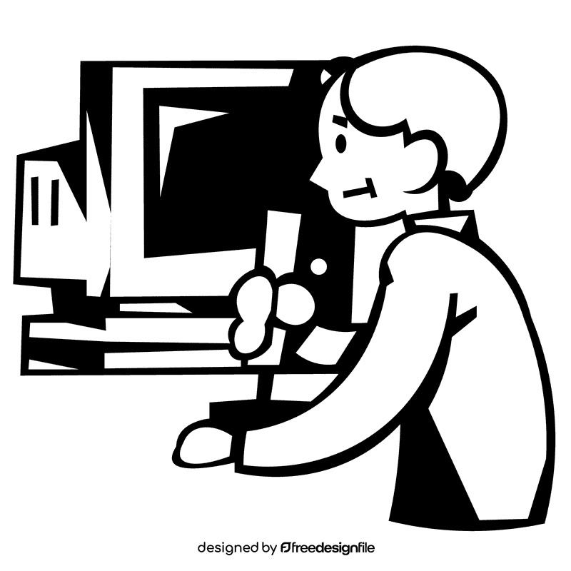 Gamer screen black and white clipart