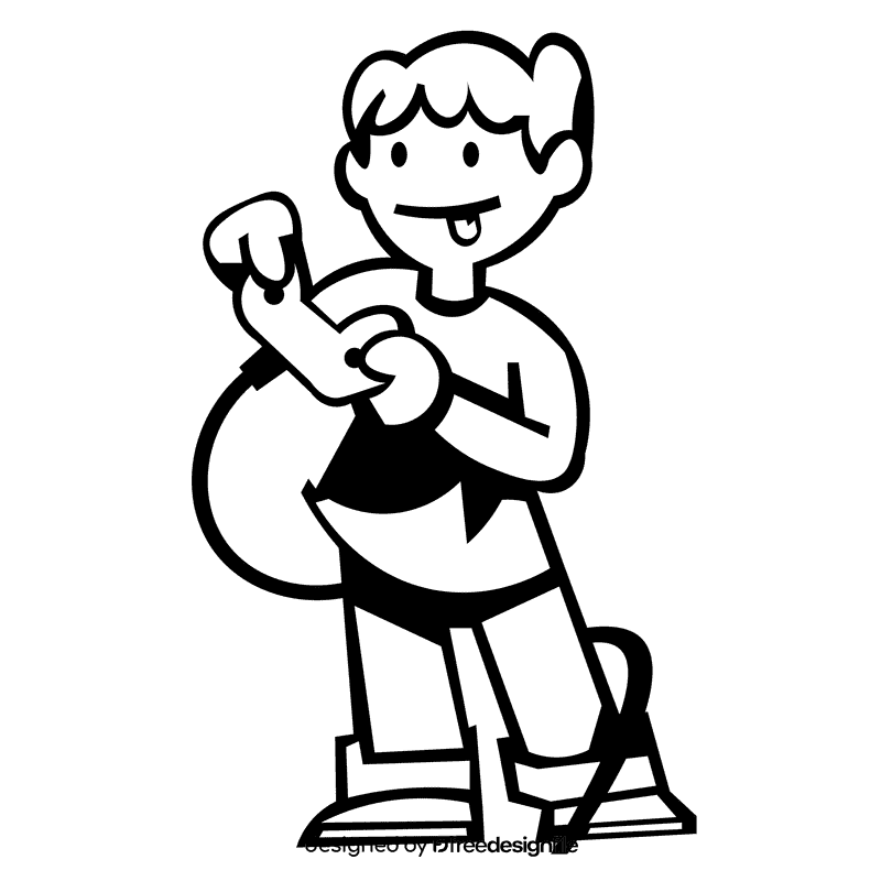 Gamer standing black and white clipart