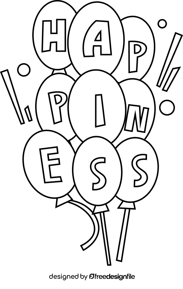 Happiness balloons black and white clipart