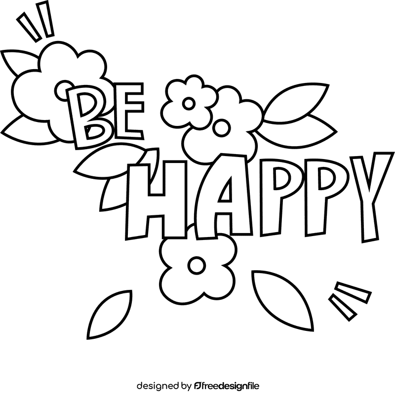 Happiness be happy black and white clipart
