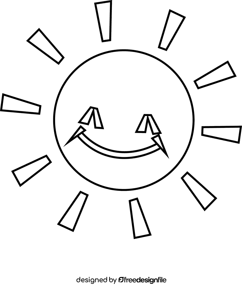 Happiness sun black and white clipart