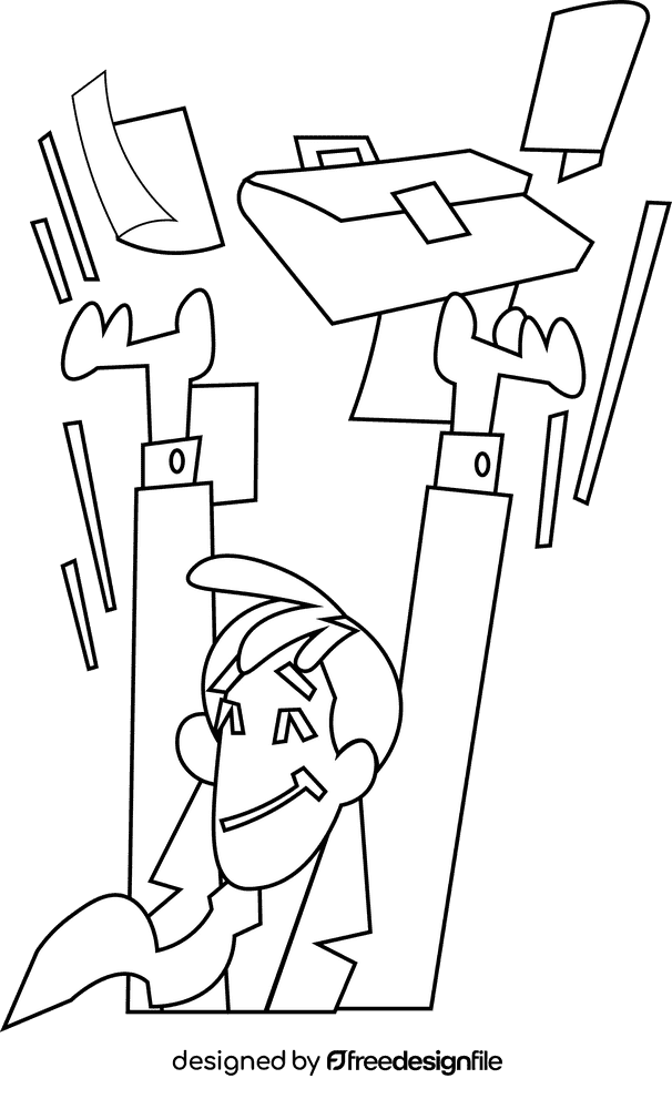 Happiness worker black and white clipart