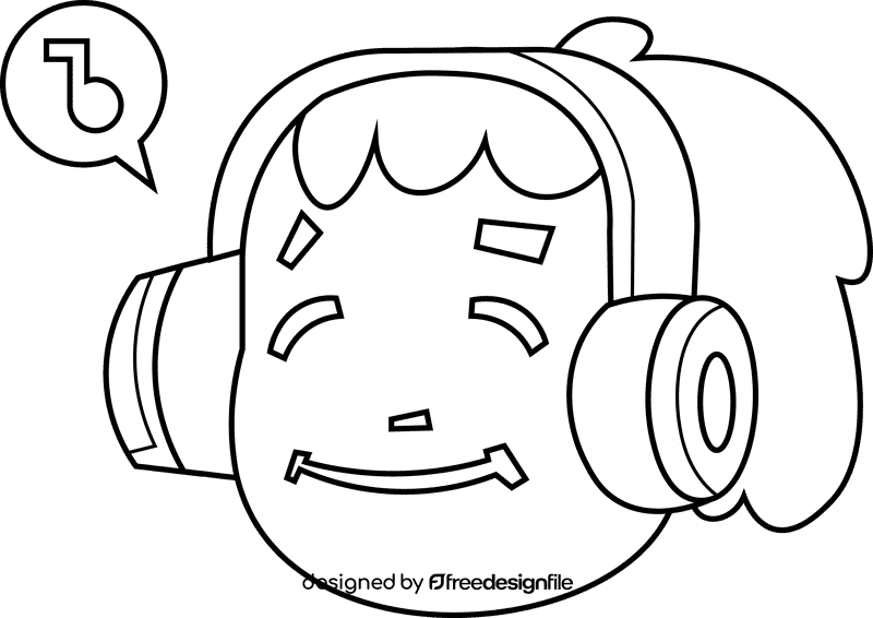 Listening boy black and white clipart