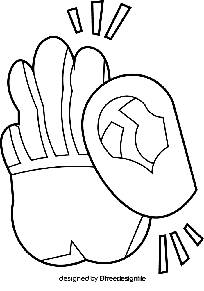 Listening hand black and white clipart
