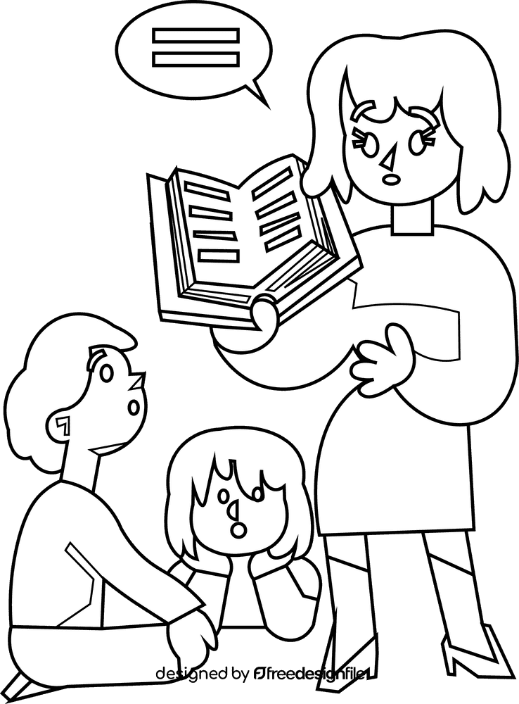 Listening teacher black and white clipart