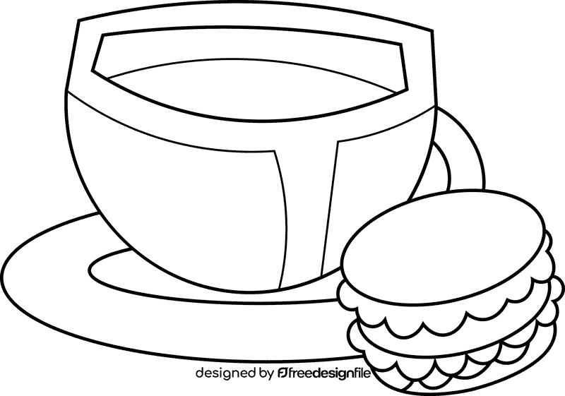Macarons cup black and white clipart