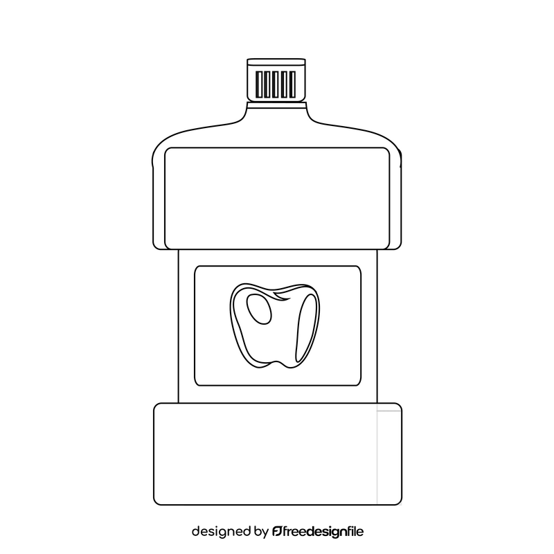 Dental mouthwash drawing black and white clipart
