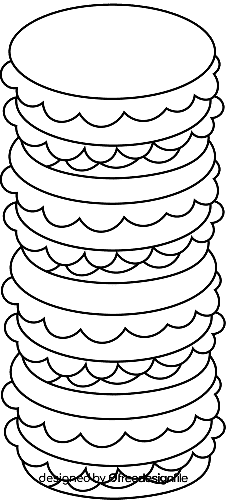 Macarons tower black and white clipart