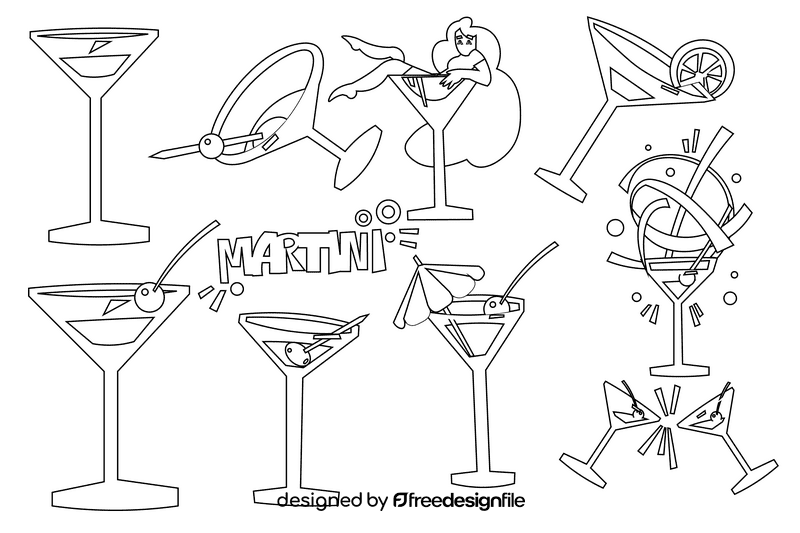 Martini glass black and white vector