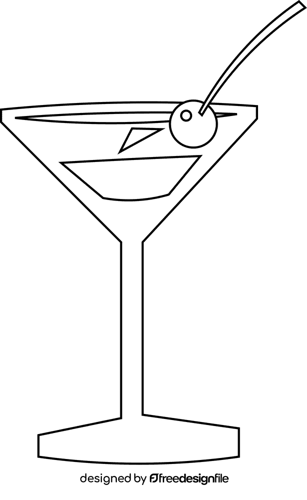 Martini glass cherry black and white clipart