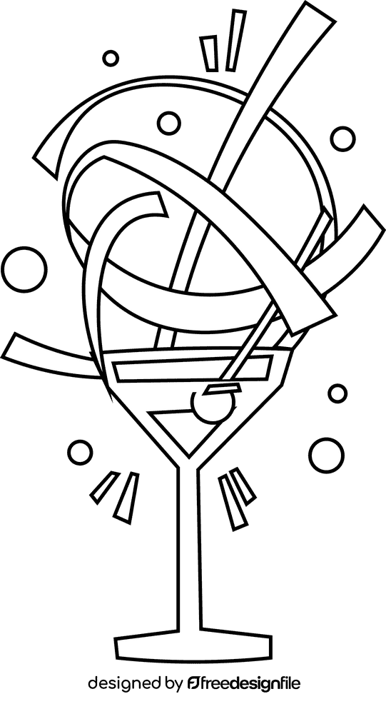 Martini glass firework black and white clipart