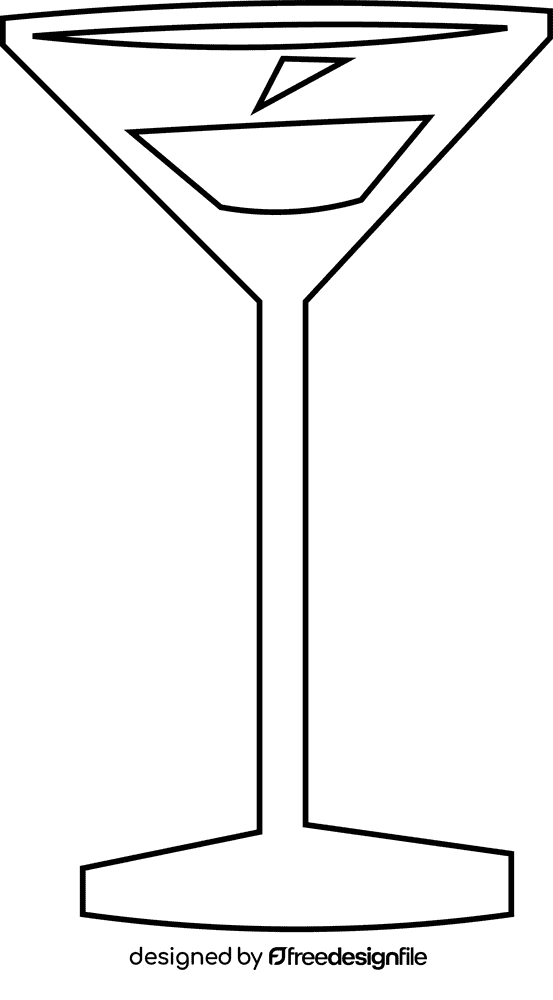 Martini glass black and white clipart