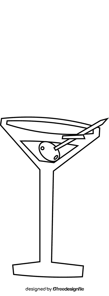 Martini glass olive black and white clipart