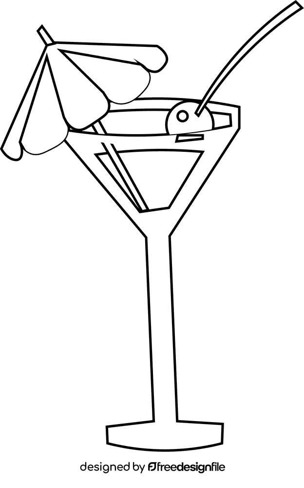 Martini glass umbrella black and white clipart