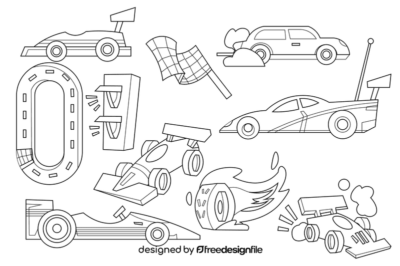 Race car black and white vector